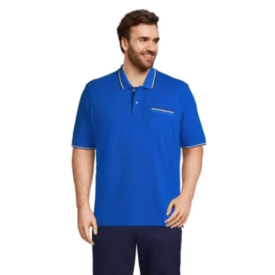 Lands' End Men's Short Sleeve Comfort First Solid Mesh Polo With Pocket image {8}