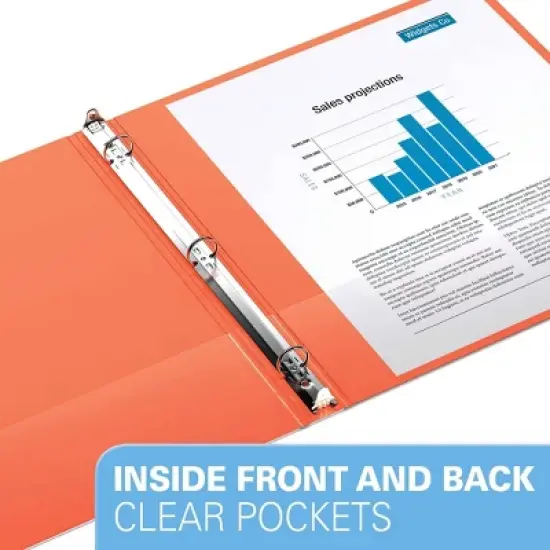 Davis Group 6pk 5/8" Premium Economy Round Ring Binders Orange: Polypropylene, 100 Sheet Capacity, 2 Pockets image {3}