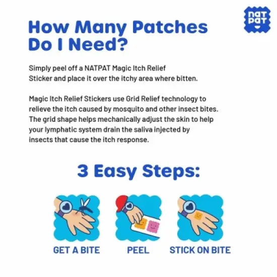 NATPAT 24ct&nbsp;"MagicPatch" Itch Relief Stickers Anti-Itch Treatment  for Mosquito Bite Relief Safe and Natural image {4}
