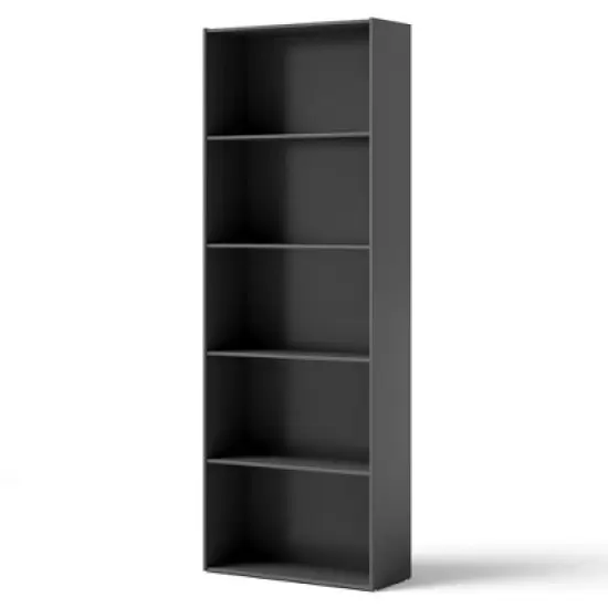 Costway 5-Shelf Storage Bookcase Modern Multi-Functional Display Cabinet Furniture Black image {7}