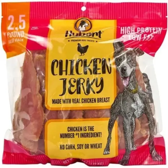 Hubert Pet Premium Chicken Jerky Dog Treats, Grain Free, Low Ingredient, USA Tested - 2.5 lbs Super Value Pack image {9}