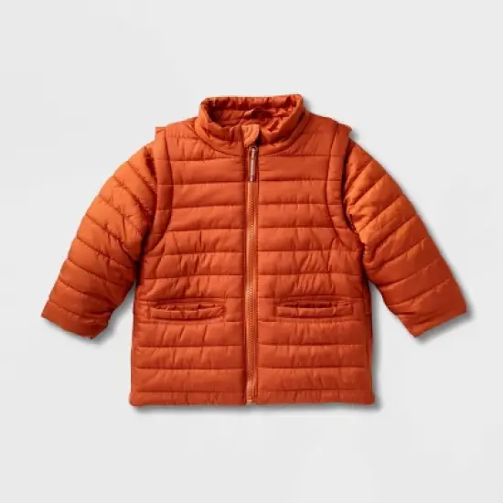 Toddler Adaptive Puffer Jacket - Cat & Jack&trade; Orange image {4}