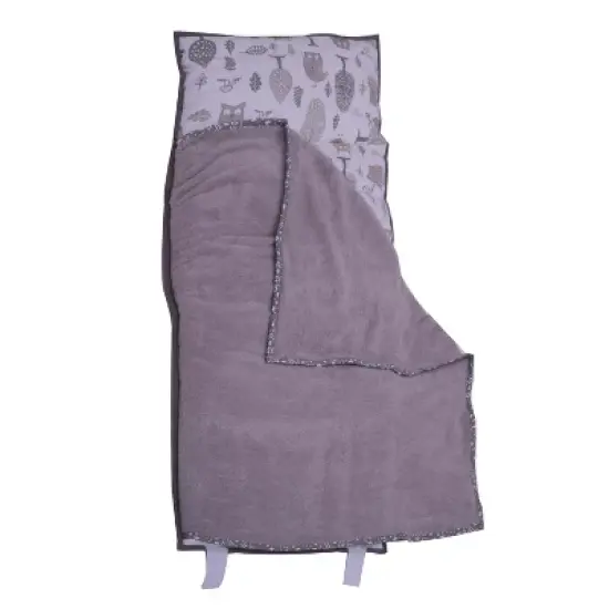 Bacati - Owls Gray Beige Neutral Cotton Toddler Nap Mat image {3}