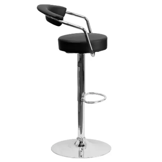 Flash Furniture Contemporary Vinyl Adjustable Height Barstool with Arms and Chrome Base image {3}
