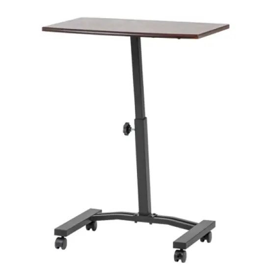 IRIS USA Height Adjustable Laptop Cart and Dynamic Rolling Workstation, Brown image {7}