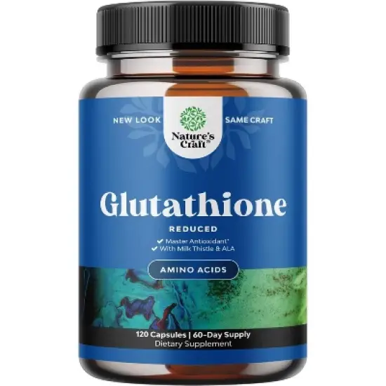 Glutathione Capsules, Natural Skin Whitening Anti-Aging Benefits Reduced L-Glutathione Pills for Men & Women, Pure Antioxidant, Nature's Craft image {4}