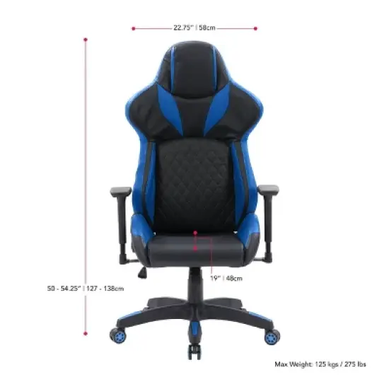 Nightshade Gaming Chair Black and Blue - CorLiving image {2}