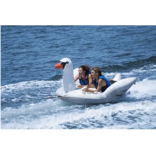 Swimline 84" Swan Towable 2-Person Inflatable Pool Float - White/Black image {2}