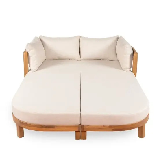 Scott Living Donovan Outdoor Acacia Wood Daybed with Cushion image {3}