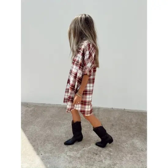 Women's Ascot + Hart Plaid Graphic Button-Down Dress image {4}