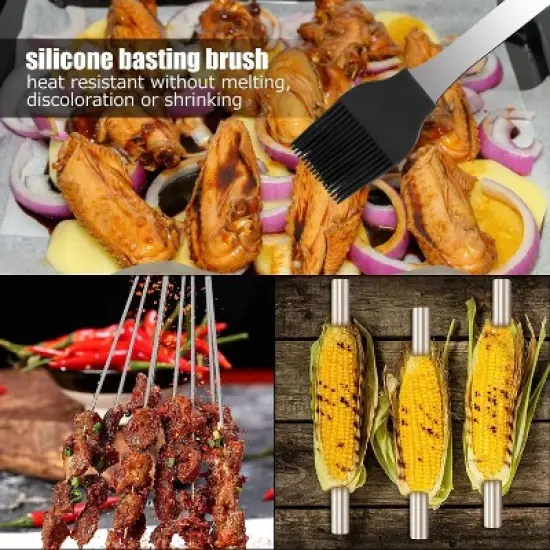 MOVSSOU 21 Pieces Stainless Steel BBQ Accessories Grill Tools Set for Outdoor Camping Grilling Best Professional  Grill Gift on Birthday Wedding image {7}