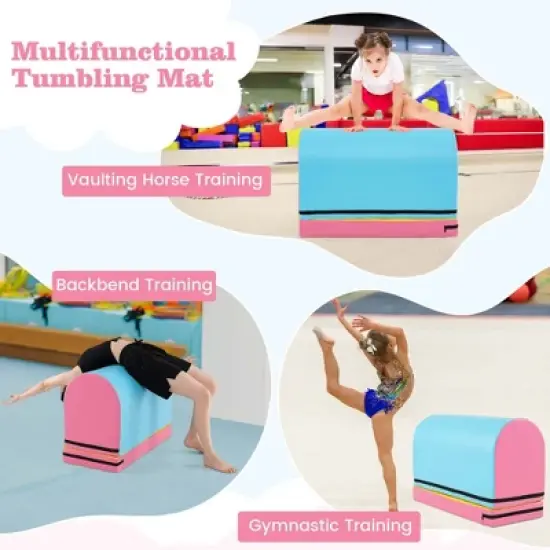 Costway Mailbox Tumbling Mat Gymnastics Vaulting Box with Detachable Mat & Carrying Handle Pink/Red image {7}