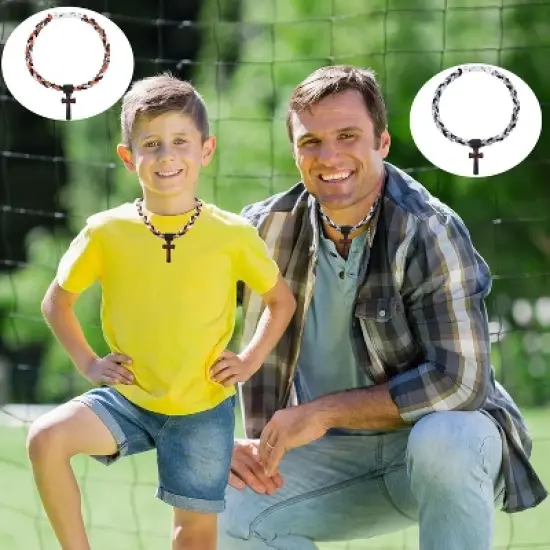 Baseball Necklaces for Boys, Baseball Necklace Three-Braid Rope Tornado Cross Necklace Sports Titanium Necklace Baseball Rope Necklace image {4}