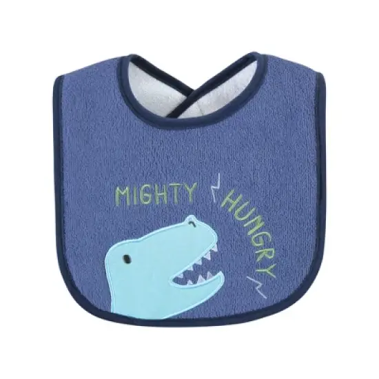 Hudson Baby Infant Boy Cotton Terry Drooler Bibs with Fiber Filling, Boy Dino, One Size image {6}