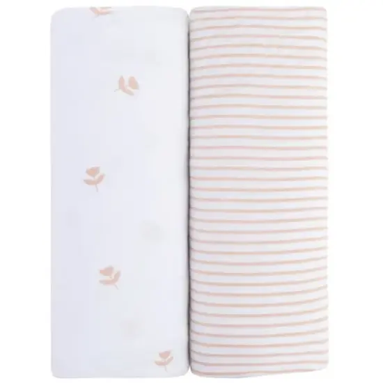 Ely's & Co. Baby Fitted Sheet  100% Combed Jersey Cotton Mauve Tulip + Stripes image {5}