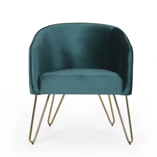 Grelton Modern Glam Velvet Club Chair with Hairpin Legs - Christopher Knight Home image {10}