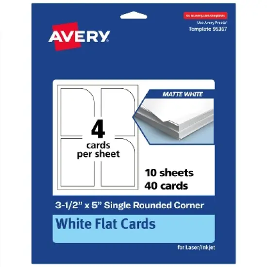 Avery Rectangle Flat Cards, 3-1/2" x 5", Matte White, 40 Total image {9}