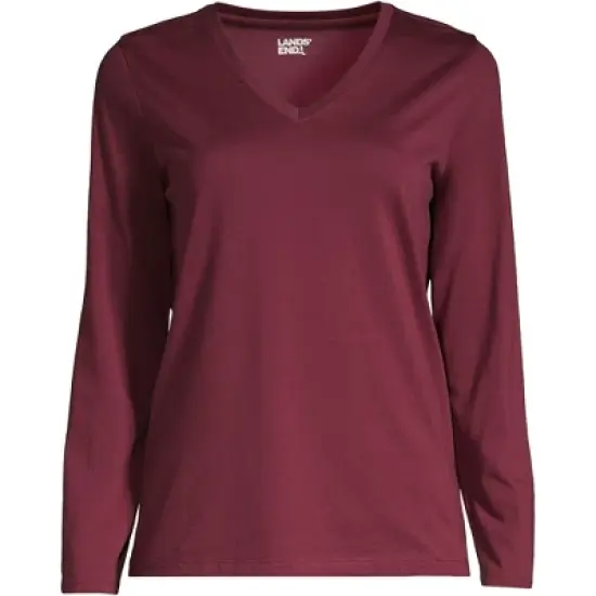 Lands' End Women's Tall Relaxed Supima Cotton Long Sleeve V-Neck T-Shirt image {4}