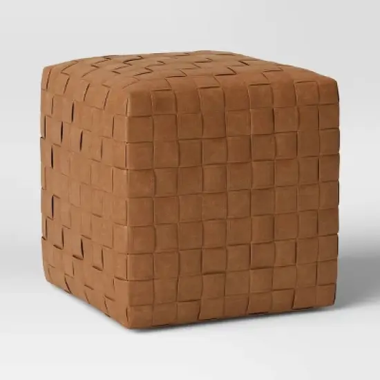 Wellford Faux Leather Woven Cube Brown - Threshold&trade; image {1}