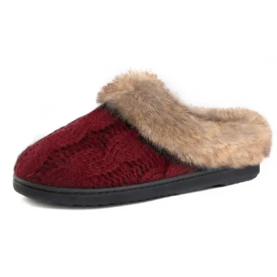RockDove Women's Cable Knit Faux Fur Collar Slip-On image {8}