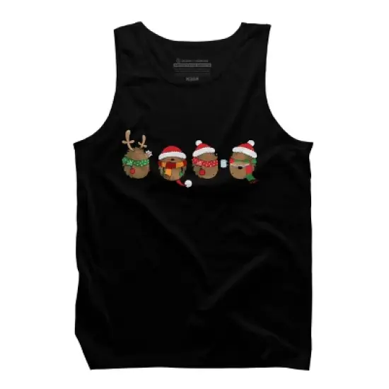 Men's Design By Humans Christmas hedgehogs By Mangulica Tank Top image {4}