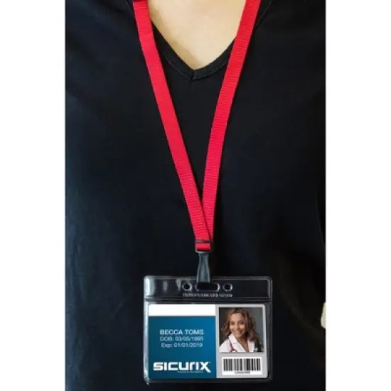 SICURIX Breakaway Plastic Hook Lanyard, Red, Pack of 10 image {3}