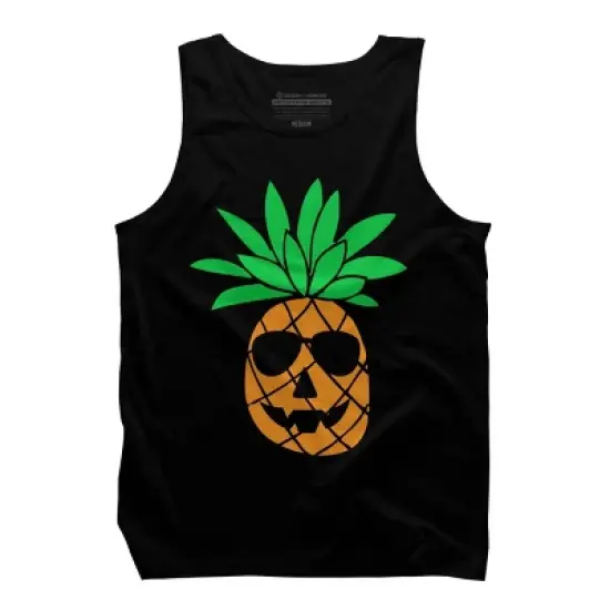 Men's Design By Humans HALLOWEEN PINEAPPLE PUMPKIN THEMED By Ujangkasep Tank Top image {4}