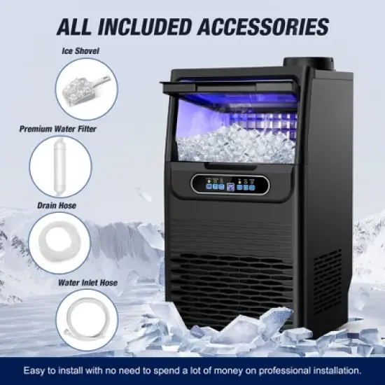 RAPSUAR 13.5in 80 lbs./24H Built-in/Freestanding Commercial Ice Maker With LCD Panel image {8}