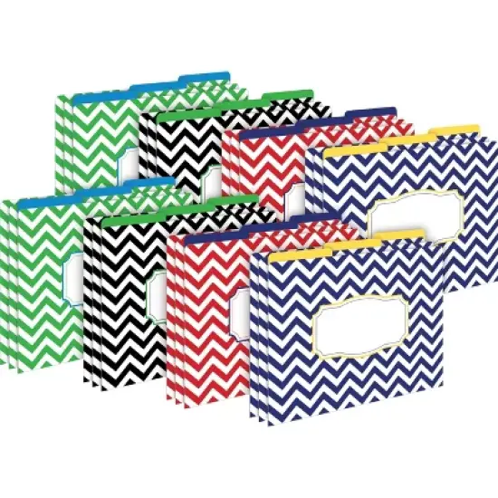 Barker Creek Nautical Chevron 14pt Letter-Size File Folders: Multicolored Paper, Top Tab, 50 Sheet Capacity, 24 Set image {3}