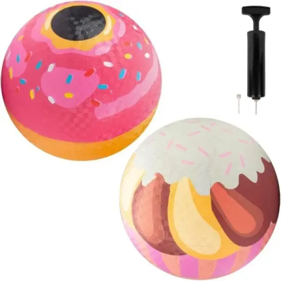 Dessert Themed Gaga Ball Playground Balls (8.5 inches) w Air Pump- Durable Rubber Fun Pack for Recess, Kickball, Gagaball Official Play & School image {5}