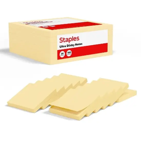Staples Ultra Sticky Notes 3" x 3" Sunshine Collection 100 Sheets/Pad 24 Pads/Pack (ST62888) image {5}