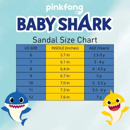 Baby Shark Light up Summer Sandals - Beach Pool Water Shoes Adjustable Strap Open Toe slides - Blue/Yellow (size 6-12 Toddler / Little Kid) image {6}