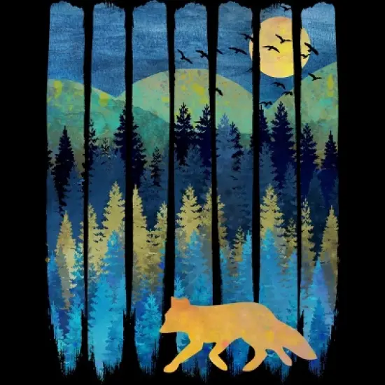 Men's Design By Humans Fox Forest Night By Maryedenoa Tank Top image {1}
