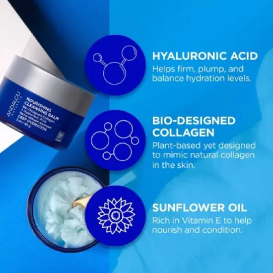 Andalou Naturals Deep Hydration Nourishing Cleansing Face Balm - 3oz image {3}