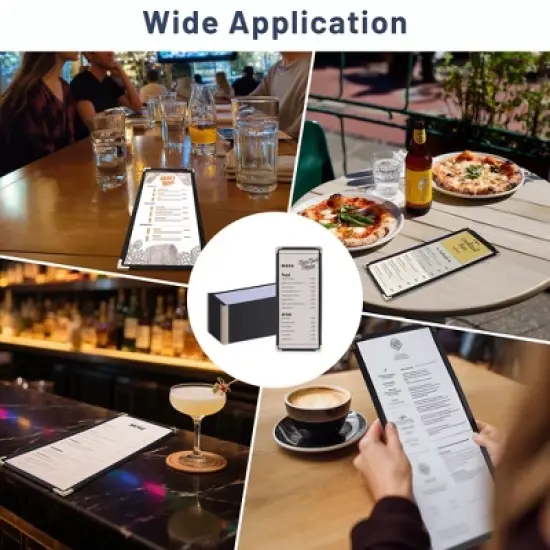 WeChef 30 Pcs 4.25 x 11" Restaurant Menu Covers Single Page 2 View Menu Sleeves Double-Stitched Edge PVC for Wine List image {1}