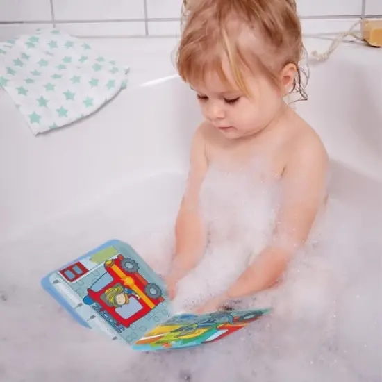 HABA Magic Color Changing Bath Book: Fire Brigade, Bath Toys for Toddlers, Water Toys for Toddlers 1-3 & Water Table Accessories image {1}