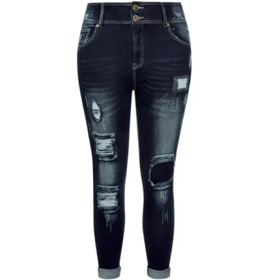 Women's Plus Size Patched Apple Skinny Jean - mid denim | CITY CHIC image {2}