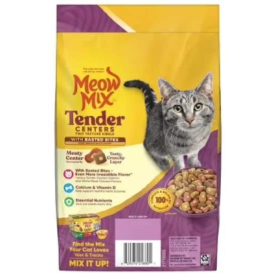 Meow Mix Tender Centers with Basted Bites with Flavors of Chicken & Tuna Adult Complete & Balanced Dry Cat Food - 3lbs image {1}