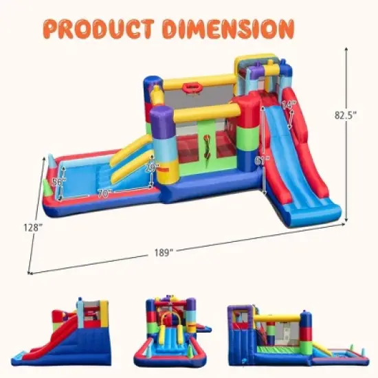 Costway Mutifunctional Kids Infalatable Bounce Castle with 50 Ocean Balls & 735W Blower image {2}