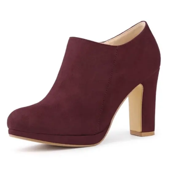 Allegra K Women's Platform Round Toe Chunky Heel Ankle Booties image {13}