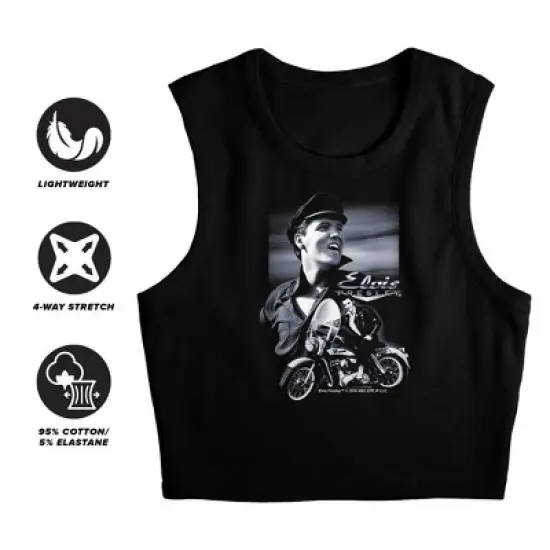Women's Elvis Presley Motorcycle Sleeveless Crop Top Tank image {2}