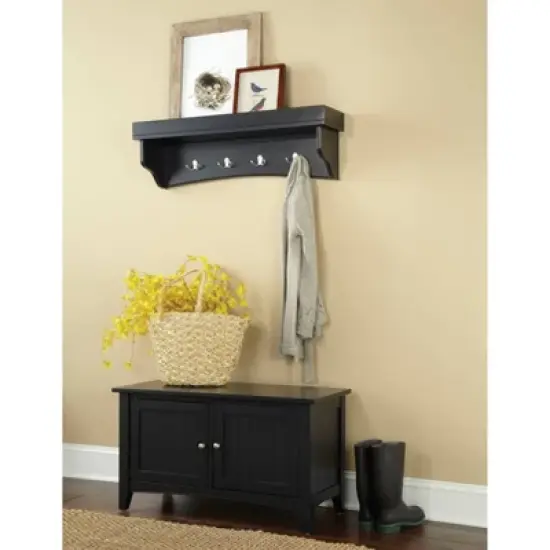 Shaker Cottage Tray Shelf Coat Hook with Cabinet Bench - Alaterre Furniture image {9}