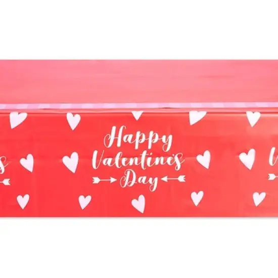 Sparkle & Bash 3 Pack Red Heart Plastic Tablecloth  Valentine's Day Party Supplies, 54 x 108 in image {3}