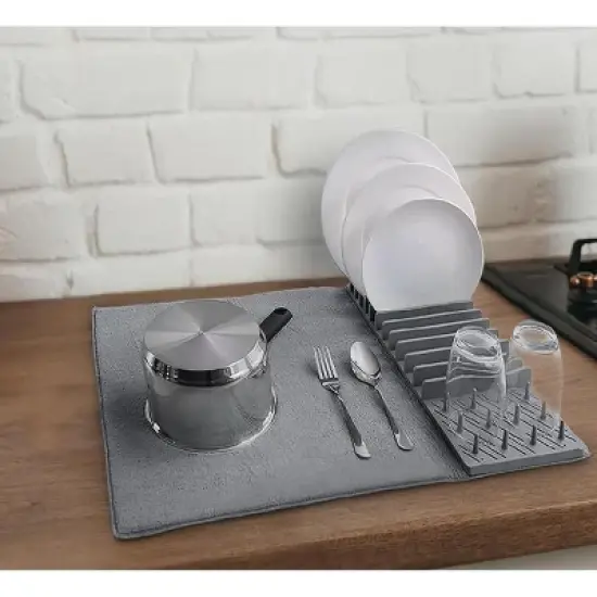 Home Mart Goods Plastic Dish Rack with Micro Fiber Drying Mat image {4}