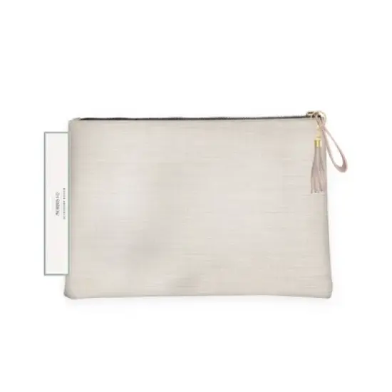 Morris & Co. by Blue Sky 11"x7.5"x0.5" Accessory Pouch Solid Natural Linen Bookcloth Tassel Zipper Pull image {3}