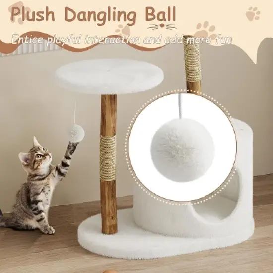 46" Modern Cat Tree for Large Cats, Wood Cat Tree Tower with Scratching Posts image {2}