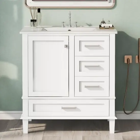 30" Solid Wood Frame Bathroom Vanity with Sink Combo Set, a Soft Closing Door and 3 Drawers image {20}