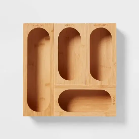 Natural Plastic Food Storage Bag Organizer Yellow - Brightroom&trade;: Freestanding Bag Holder, Kitchen Dispenser, 12.75"x12.75" image {2}