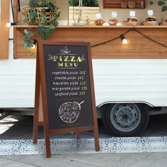 VEVOR A Frame Chalkboard Sign, Double-Sided Sidewalk Signs, Freestanding Vintage Wooden Chalk Board with Chalks & Magnetic Eraser, 20"x40", Brown image {1}