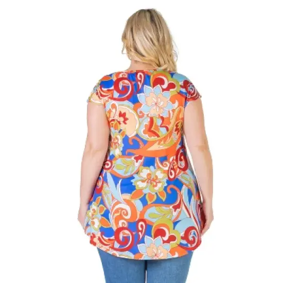 24seven Comfort Apparel Multicolor Floral Plus Size High Low Tunic Top image {2}